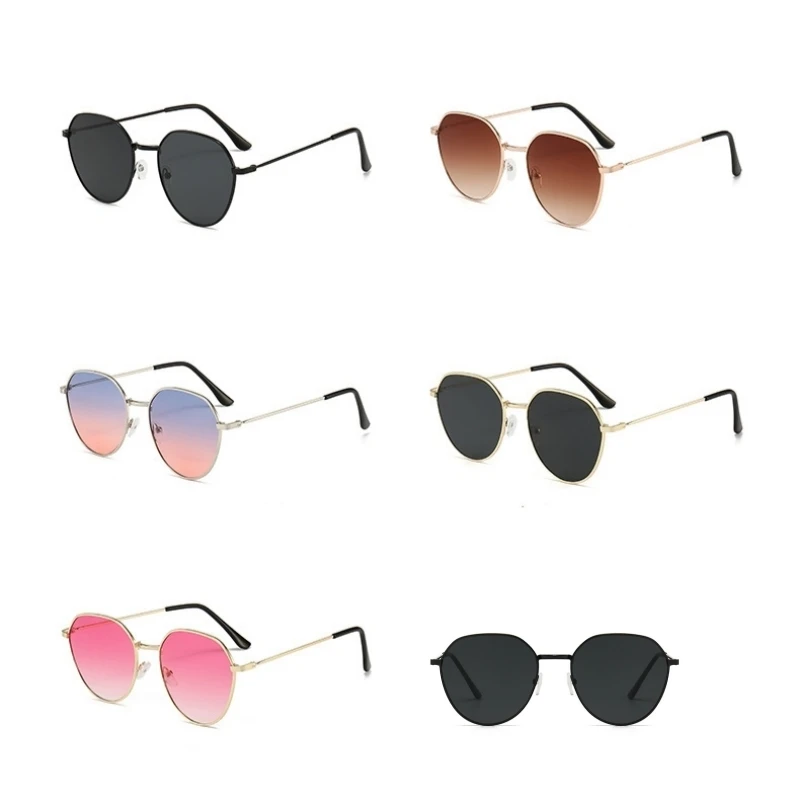 Fashion Simple Metal Frame Sunglasses High Quality Men Women Eyeglasses Retro Large Frame Sun Glasses UV400 Protection Shades