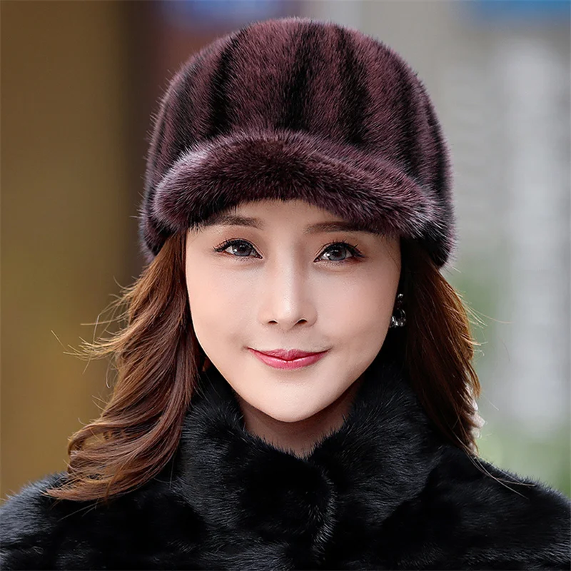 Women's Fur Hat 2022 Winter Fluffy Marten Russian Pilot Fur Hat Women's Headband Outdoor Winter Hat Earmuffs Ski Hat Warmth Hat