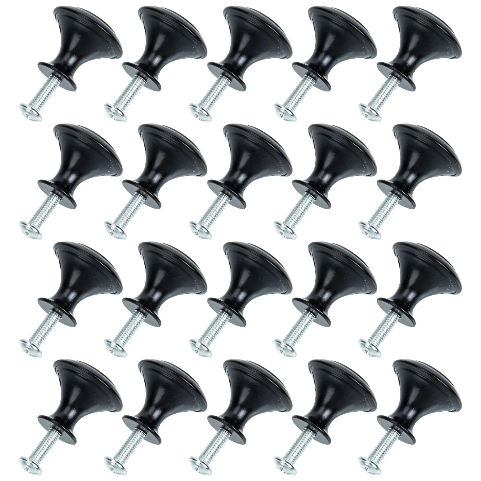 

20 set Small Mushroom Cabinet Pulls Stainless Steel Black Drawer Knobs Durable Elegant Suitable Wardrobes Dressers Cupboards