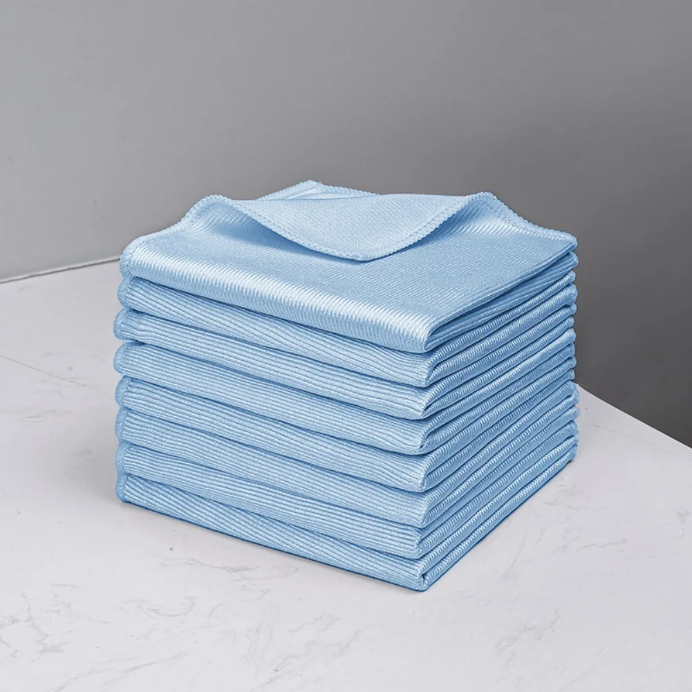 8pcs 40x40cm Mirror Cleaning Cloths Thickened Lint Free Superfine Fiber for Windows Glass Kitchen Cabinets Tableware