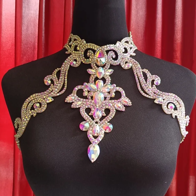 تخصيص أداء الرقص الشرقي زي قلادة اليدوية الشرقية الكتف سلسلة اللاتينية اكسسوارات مثير بيكيني الجسم سلسلة