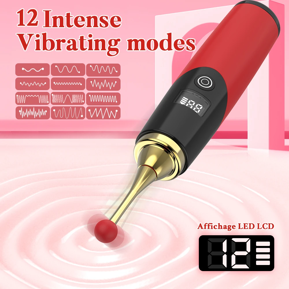 LCD Orgasm Pen Vibrator 12 Mode Vibrating G-Spot Female Clitoris Nipple Stimulator Portable Massager Adult Sex Toys For Women 18