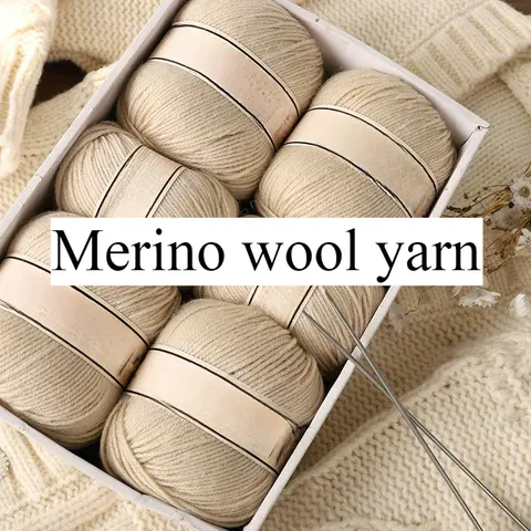 500g/set 4 Ply Merino Wool Woolen Yarn for Hand Knitting Crochet Sweater Hats Gloves Thread Soft Puffy Comfortable Medium Thick