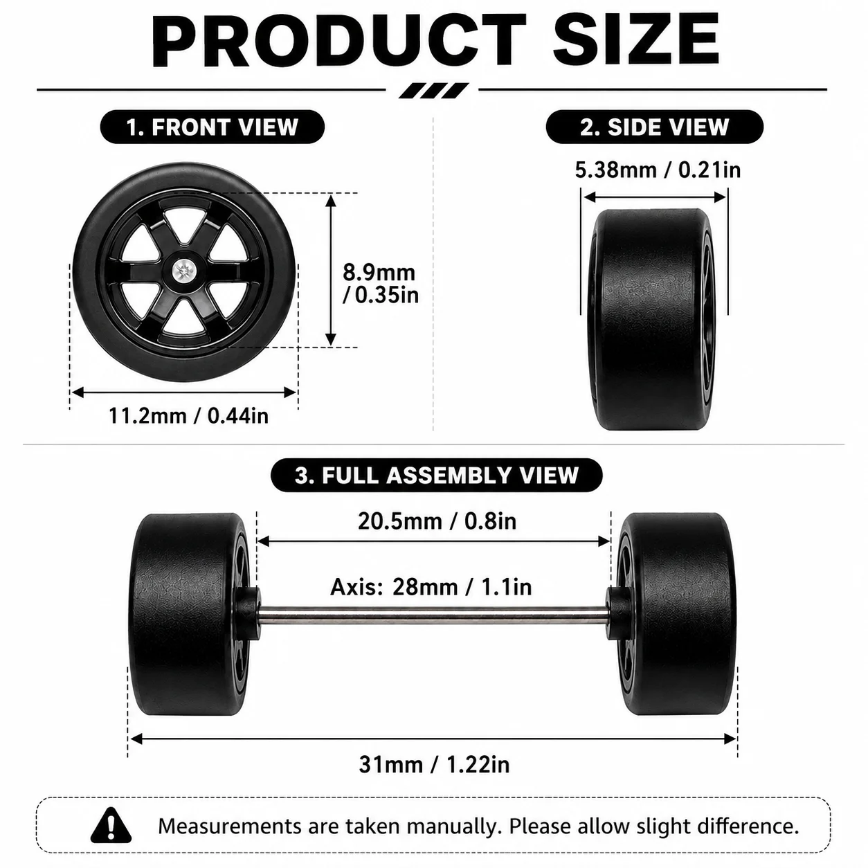 1/64 Model Car Wheels 1Set Wheels Detachable Tires Rubber Tire DIY Modification Parts for Model Car Custom Accessories 11.2mm