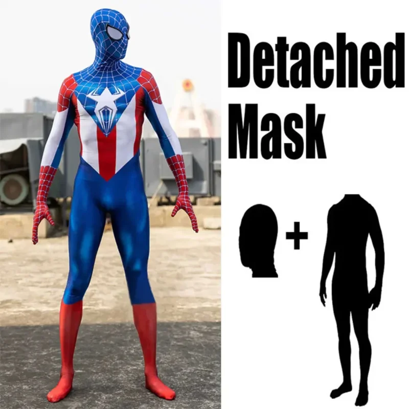 Sky03 ハロウィンキャプテンアドバンススパイダーコスチュームスーパーヒーローコスプレ全身タイツスーツゲーム大人子供男性男の子男性ボディスーツパーティー 55Hu%