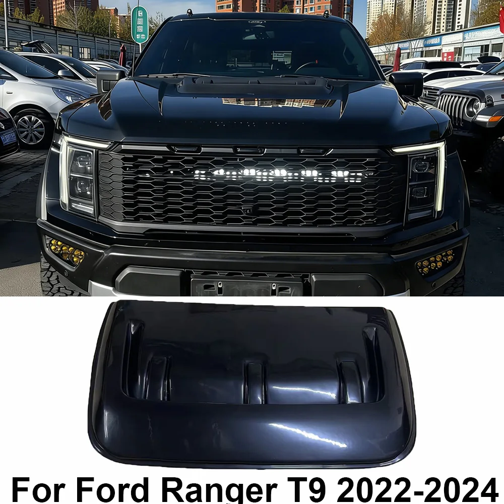 

Накладка на капот (воздухозаборник) для Ford Ranger T9 2022-2024, матовый черный, спортивный стиль, автозапчасти