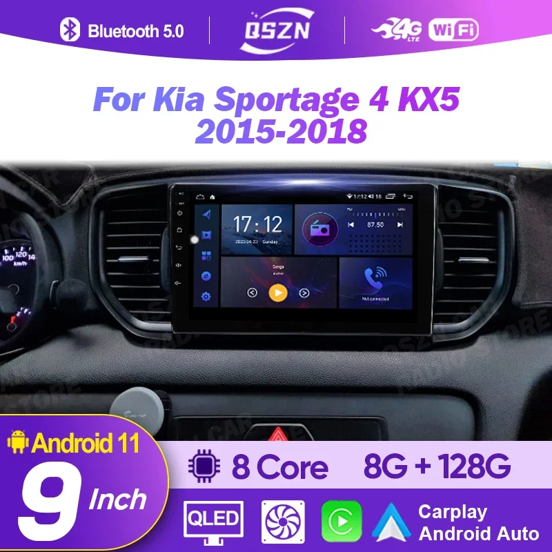 QSZN Android 12 Car Radio Multimedia Video Player For Kia Sportage 4 KX5 2015-2018 2 Din GPS 4G Carplay Auto Navigation Stereo