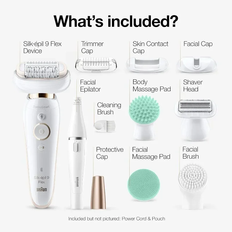 Braun Epilator Silk-épil 9 Flex 9-300 Beauty Set, Hair Removal Device, Shaver & Trimmer, Cordless, Rechargeable, Wet & Dry