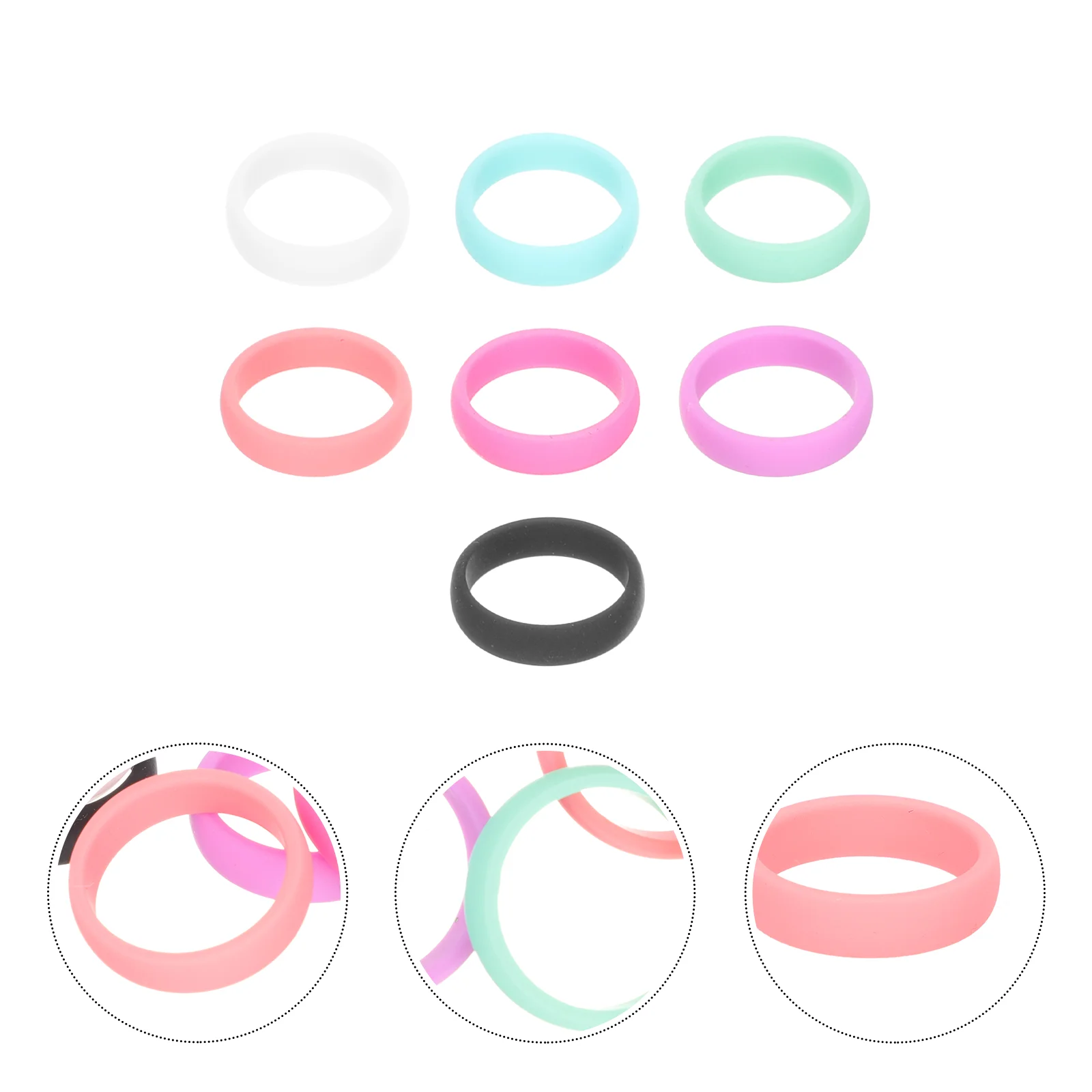 7 Pcs Silicone Rings Ergonomic Design Breathable Flexible Soft Protective Covers Decorative Novelty Wedding Sports Gym