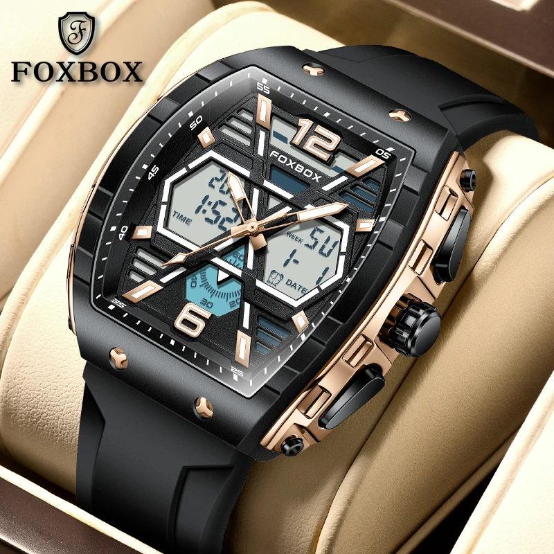 

FOXBOX Top Brand Luxury Mens Watch LIGE Fashion Quartz Watch Men Sport 5ATM Waterproof Digital Luminous Wristwatch Reloj Hombre