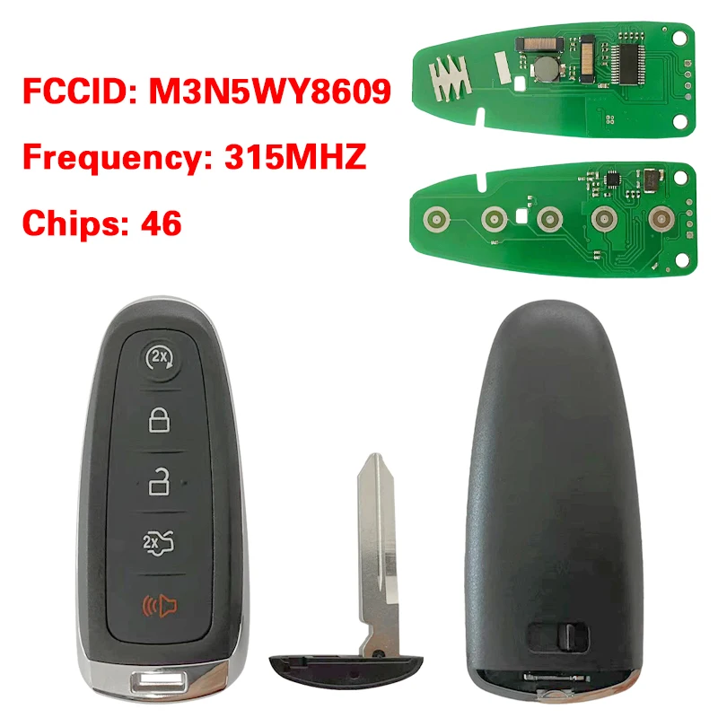 

CN018095 Aftermarket 5 Buttons Smart Key FCC M3N5WY8609 46 Chip 315MHz For Ford Edge Escape Explore Expedition Flex Focus Taurus