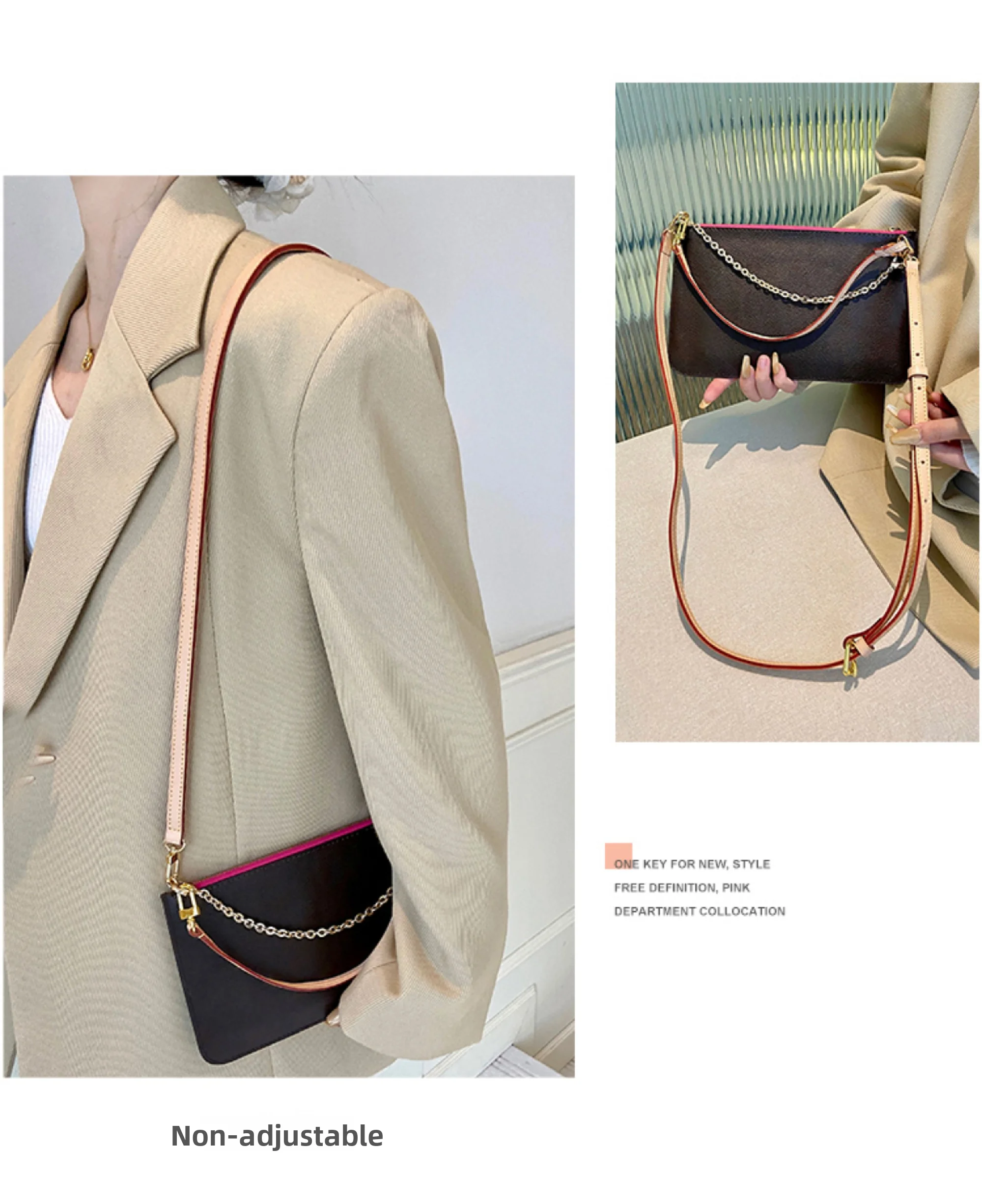 Bag Shoulder Strap For Lv Neverfull Bag Leather Bag Strap Extension Chain Underarm Bag Belt Crossbody Replacement Accessories