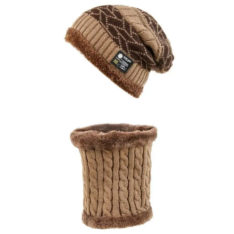 652F الصوف بطانة Skullies قبعة صغيرة الرقبة قبعة الشتاء الدافئة الرجال قبعة قبعة صغيرة منديل