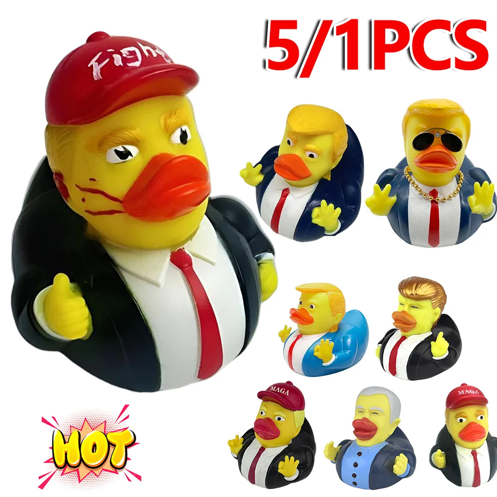 5/1pcs Trump Rubber Duck Squeak Bath Duck Trump Merchandise Rubber Duckies Bathtub Toys for Kids Gift Baby Showers Bath Time