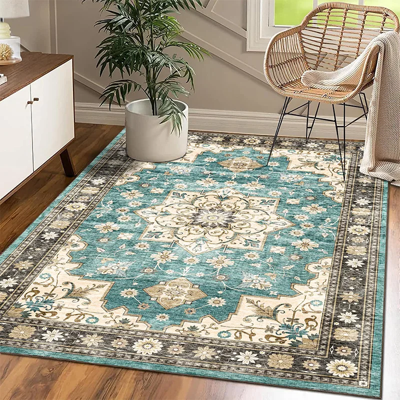 VIKAMA Persian Style Vintage Faux Cashmere Carpet Living Room Sofa Coffee Table Bedroom Floor Mats Home Decoration