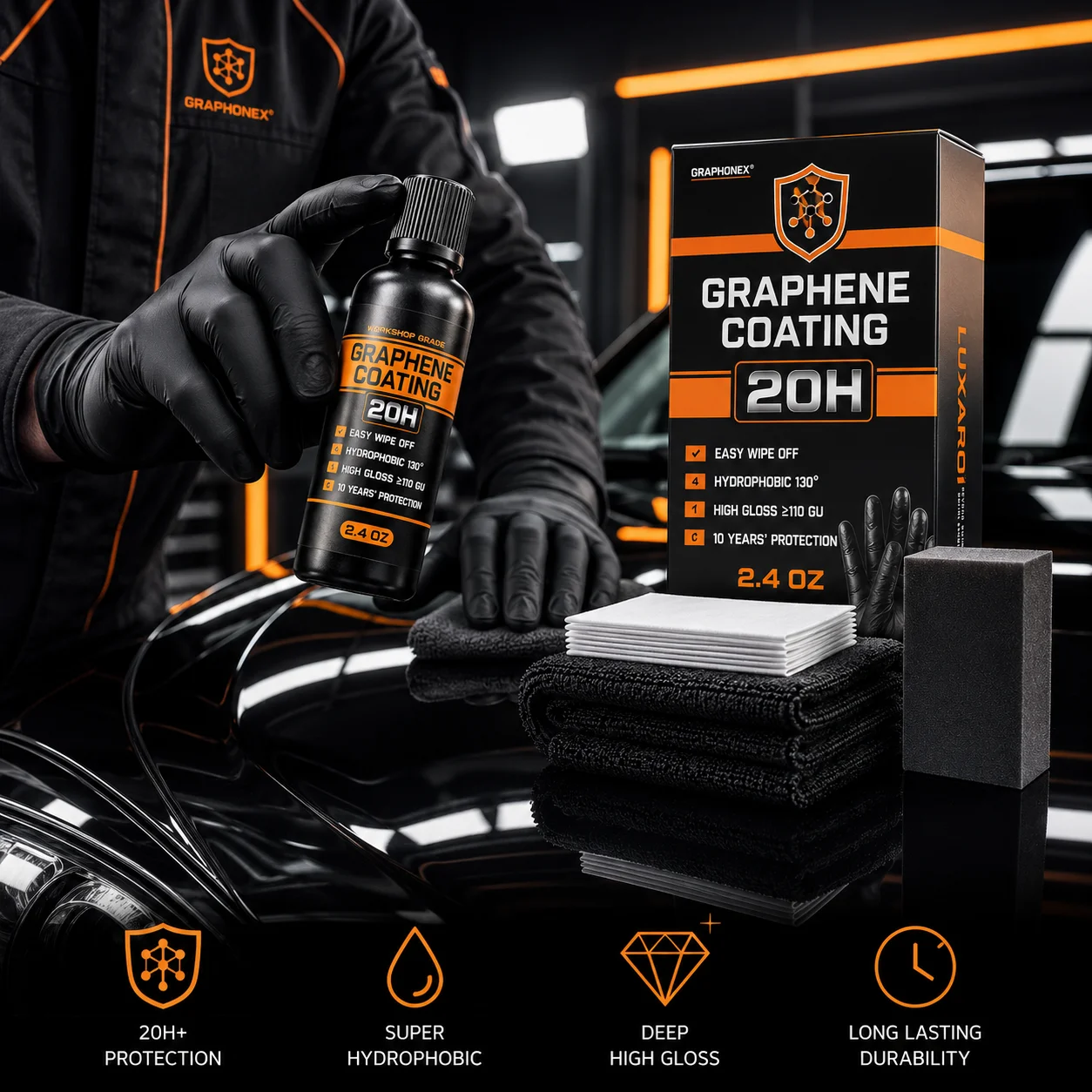 Cars Ceramic Coating 20H Graphene Ceramic Auto Detailing High Gloss Anti Scratch Nano Coat 10 Years Hydrophbic Protection