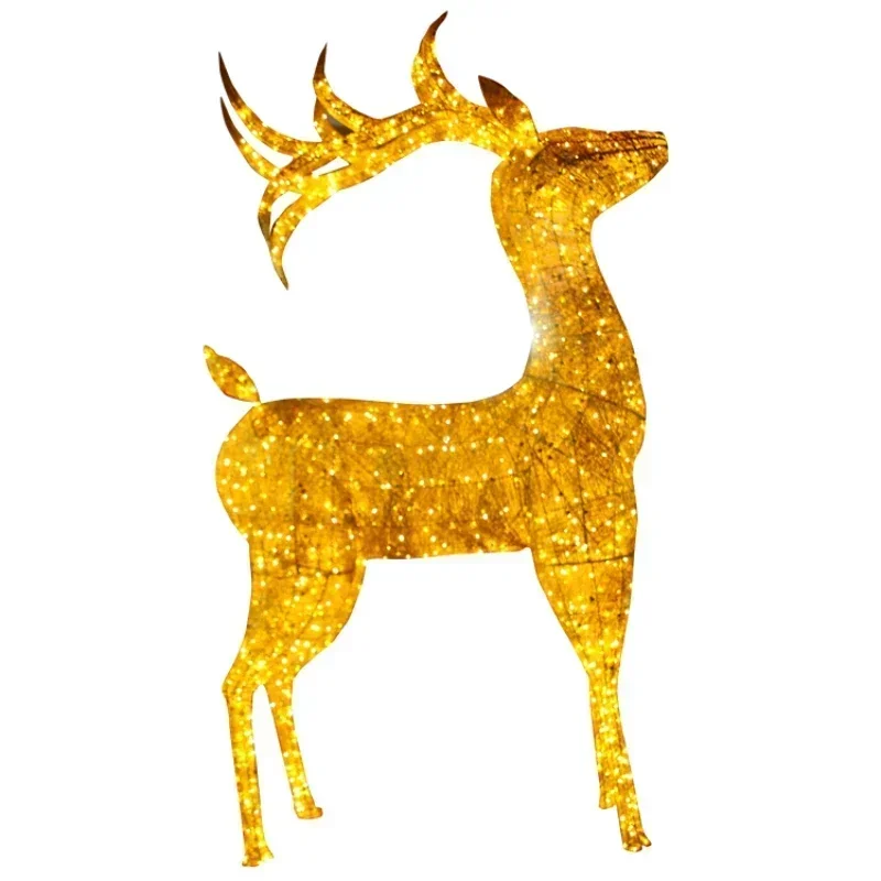 Christmas Deer Pull Car Sleigh Car Shape Luminous Deer Large Hotel Decoration Meichen Shopping Mall Props With LED