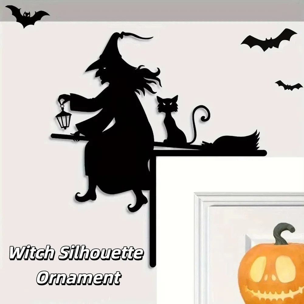 Witch Shaped Witch Silhouette Ornament Yard Art Black Halloween Witch Pumpkin Door Corner Black Cat And Pumpkin Elements