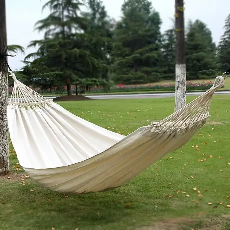 HYS new white thickened hammock outdoor adult camping double dormitory indoor and outdoor anti-rollover