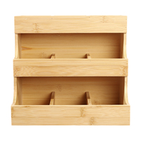 27*17.5*24cm 3 Compartments Retro Storage Box Tea Bag Holder Coffee Bag Kitchen Container Wooden Condiment Packet Dispenser Tea