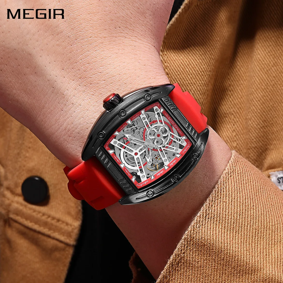 MEGIR New Sport Men Mechanical Watch Luxury Fashion Waterproof Luminous Wristwatch Automatic Casual Clock Relogio Masculino 8601