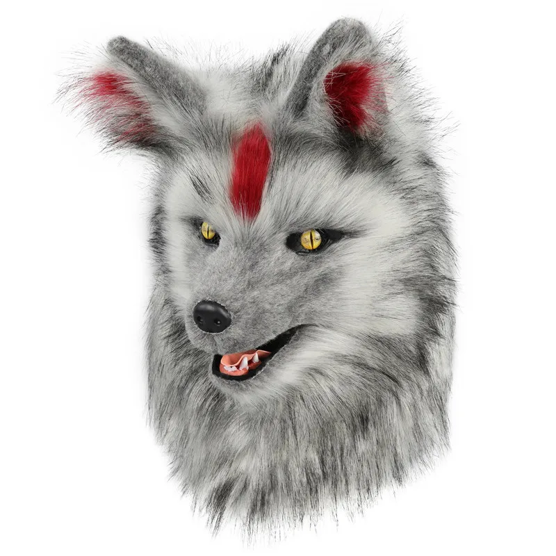 Masque en fourrure de loup Animal, accessoires de Costume de Cosplay, masques Therian à tête complète, accessoires de déguisement de fête Anime, cadeau d'halloween