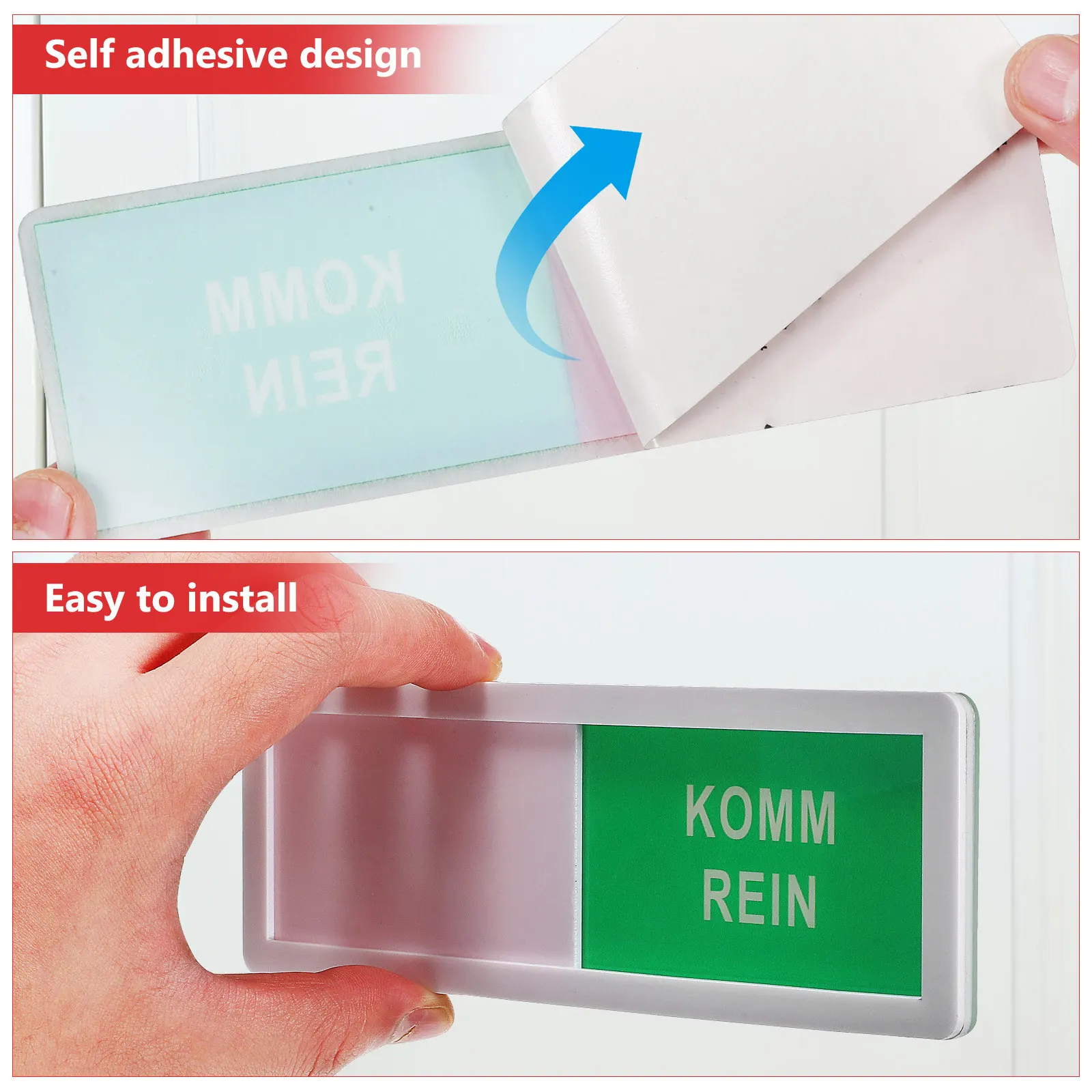 2Pcs Sliding Privacy Door Occupied Vacant Indicator High Contrast Acrylic Slider for Office Bathroom Bedroom