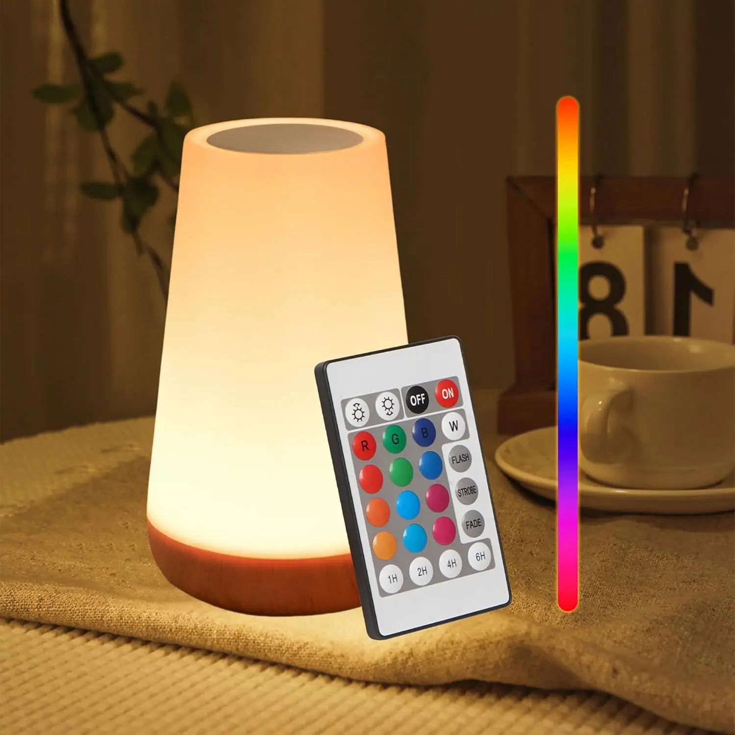

13 Color Changing Night Light RGB Remote Control Touch Dimmable Lamp Portable Table Bedside Lamps USB Rechargeable Night Lamp
