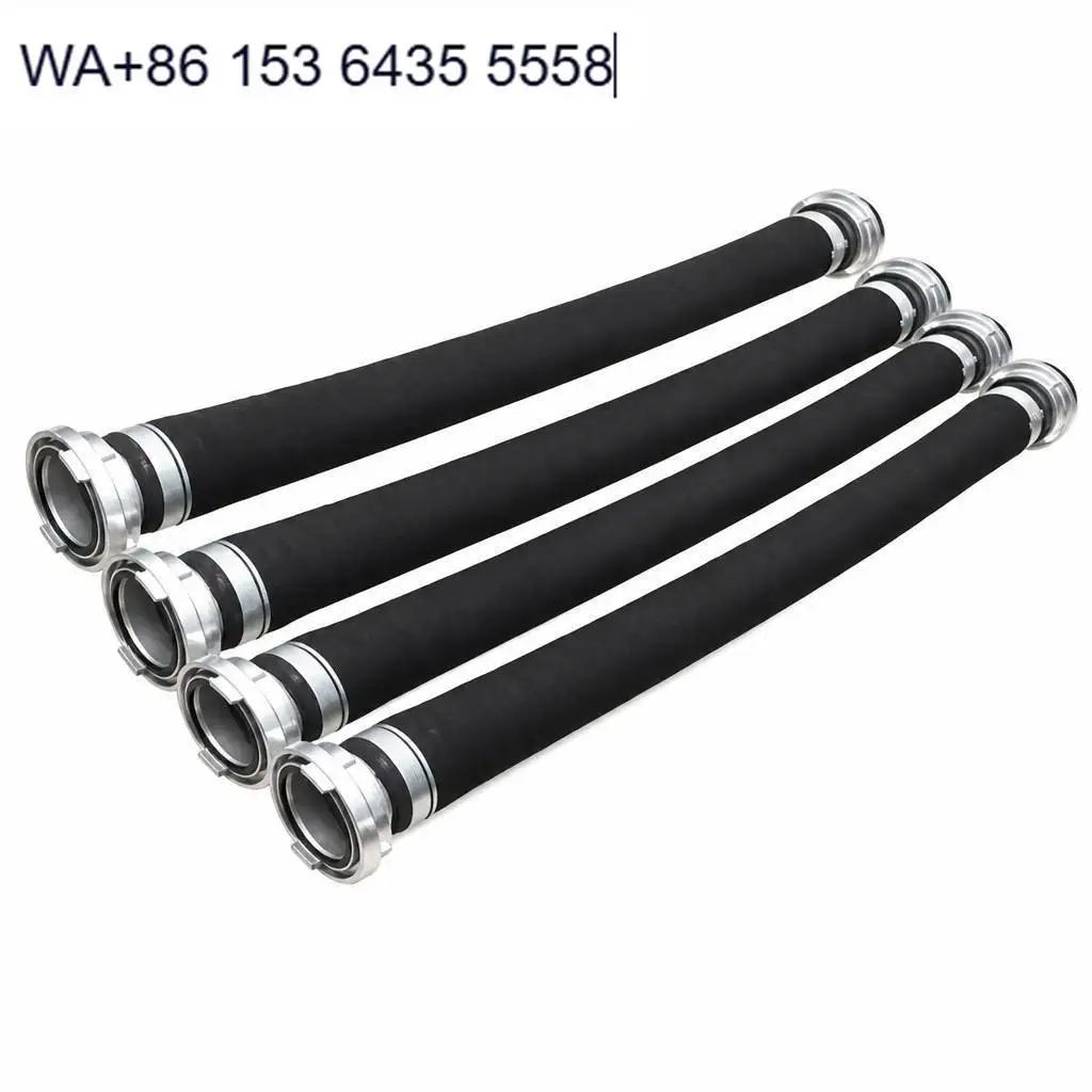 Heavy-duty wire-reinforced fire suction hose with Storz couplings, suitable for fire trucks and emergency water pumping