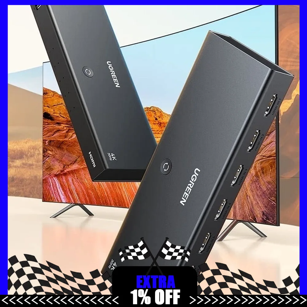 UGREEN 90801 CM599 HDMI 1.4 Switch 5 In 1 Out 4K 30Hz Selector for TV Monitor Projector