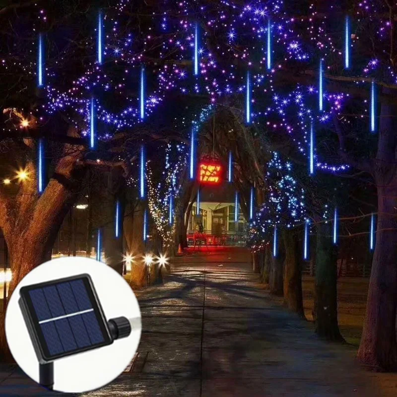 30/50cm Solar Meteor Shower Rain LED Light Beautiful 8Tubes String Lights Decor Wedding Garden Holiday Christmas Street Outdoor