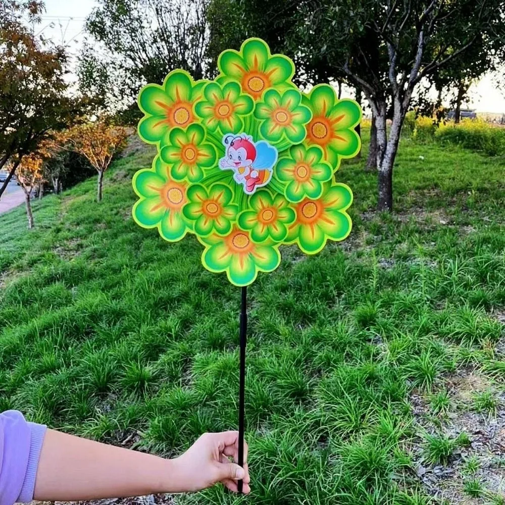 다양한 스타일의 공작새 반짝이 풍차 36/38cm PVC 어린이용 작약꽃 대형 풍차 이중층 피크닉 장식 장난감