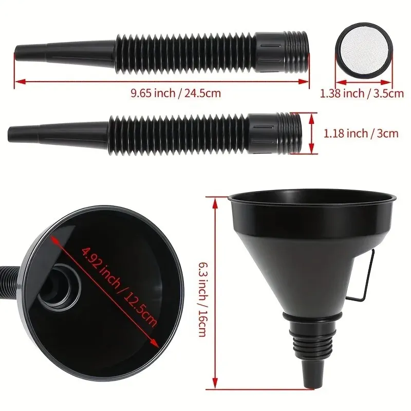 1 Pc Multi Functional Flexible Automotive Fuel Funnel: Spill-Proof Refueling & Oil Changing Tool with Wide Mouth & Handle