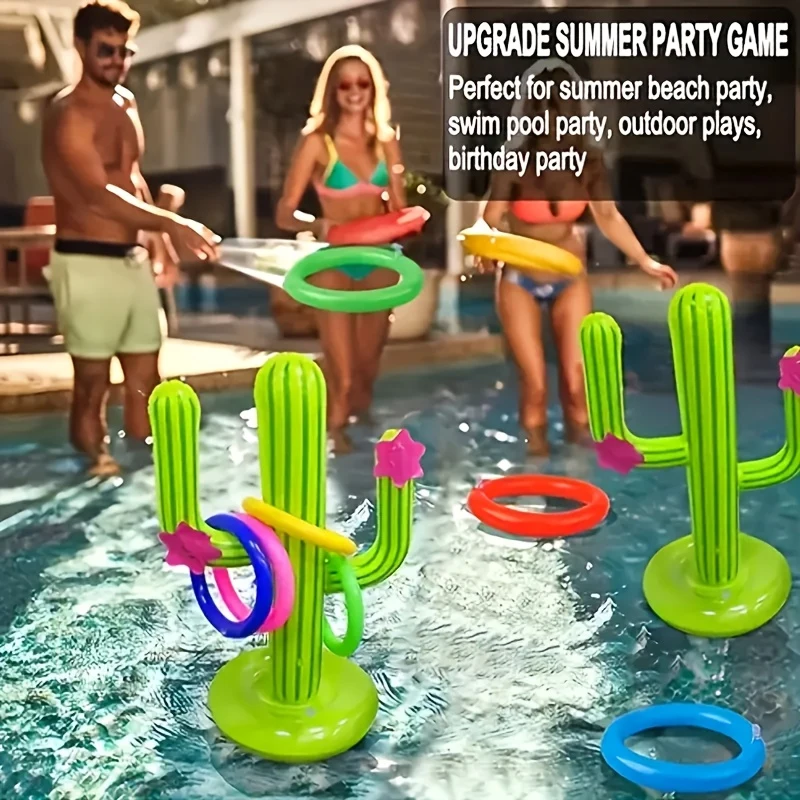 Pool Party Entertainment Throwing Props Summer Beach Party Decoration Hawaii Pool Games Cactus Toys Thick PVC Inflatable Collar