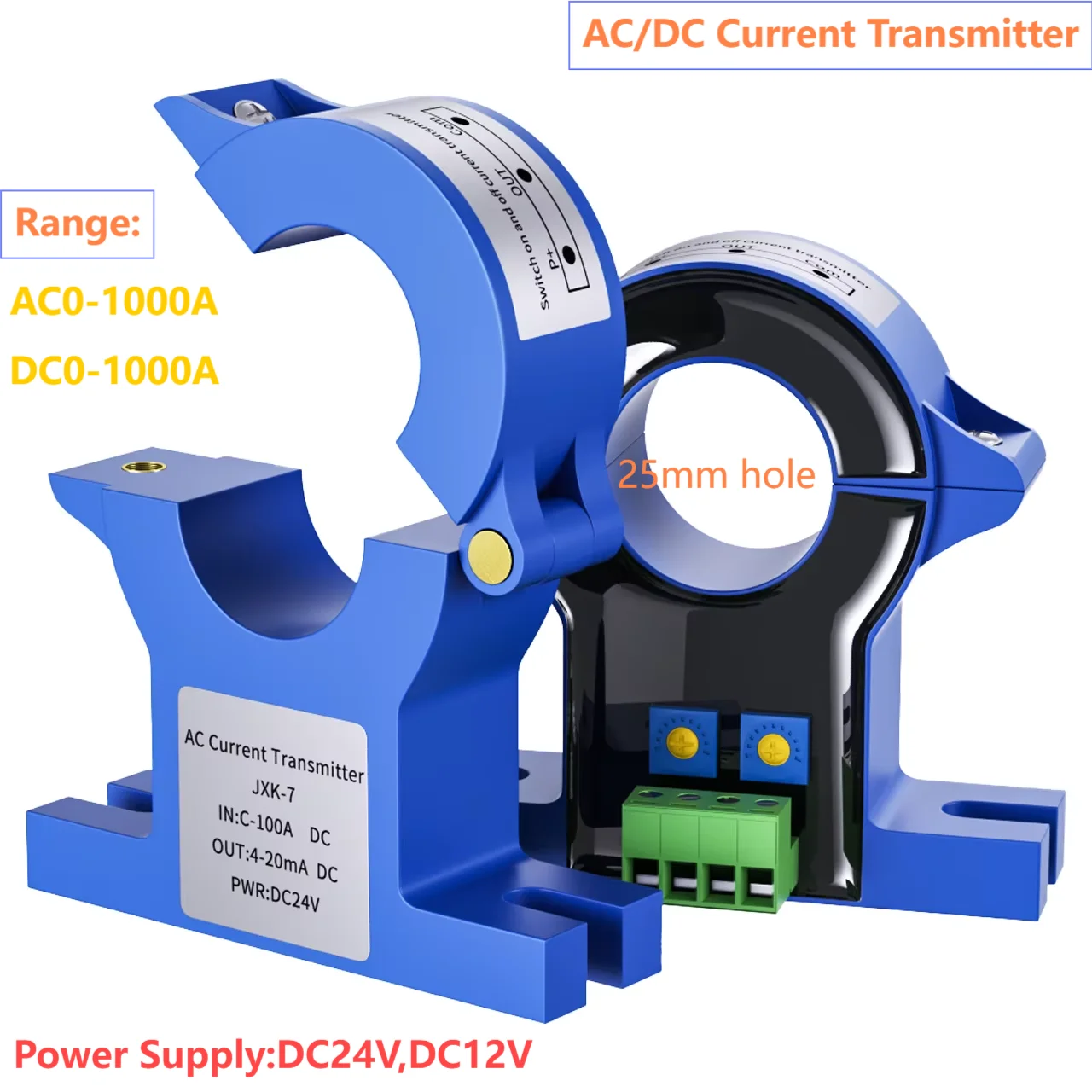 

0-10V Hall Effect Current Sensor 4-20mA AC 50A 100A 200A 500A 1000A 1500A DC Current Transmitter Split Core Current Transducer