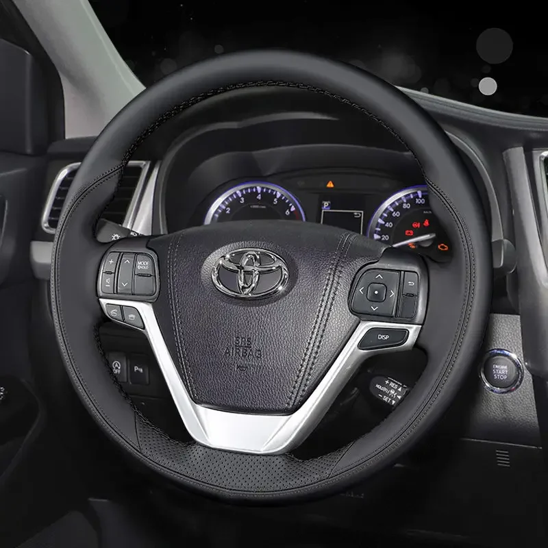 

Сшитый вручную кожаный чехол на руль автомобиля своими руками для Toyota C-HR Izoa Vios Yarisl X Highlander Sienna, аксессуары для интерьера
