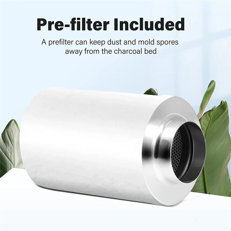 Hot sellin4 Inch Air Carbon Filter Odor Control, Reversible Flange, Pre-Filter Included, Smelliness Scrubber for Grow Tent Rooms