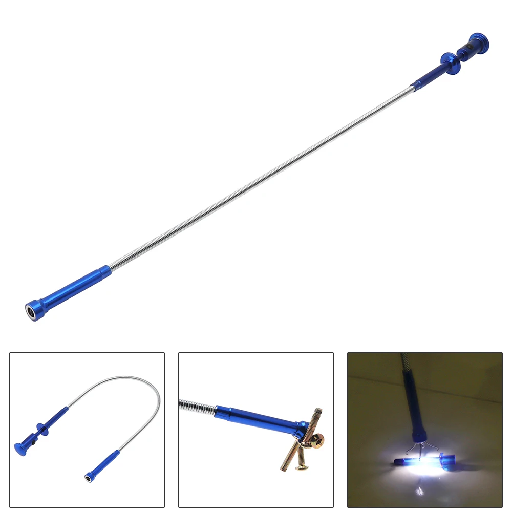 

Магнитный инструмент для захвата, 4 когтя, яркий светодиодный светильник, гибкий пружинный магнитный инструмент для захвата, захват для мусора, удлинитель рычага