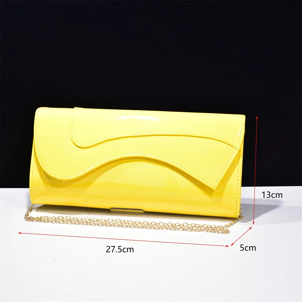 Luxury Leather Handbag Sweet PU Clutch Metal Chain Crossbody Bag Funky Trending Styles Clutches for Wedding Women Party Purse