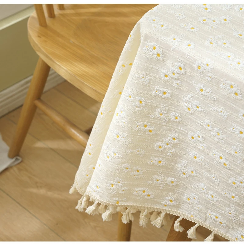 Cotton Square Tablecloth Tea Table Decoration Rectangular Table Cloth Tabletop Decor for Wedding Dining Room Party Desk Cover