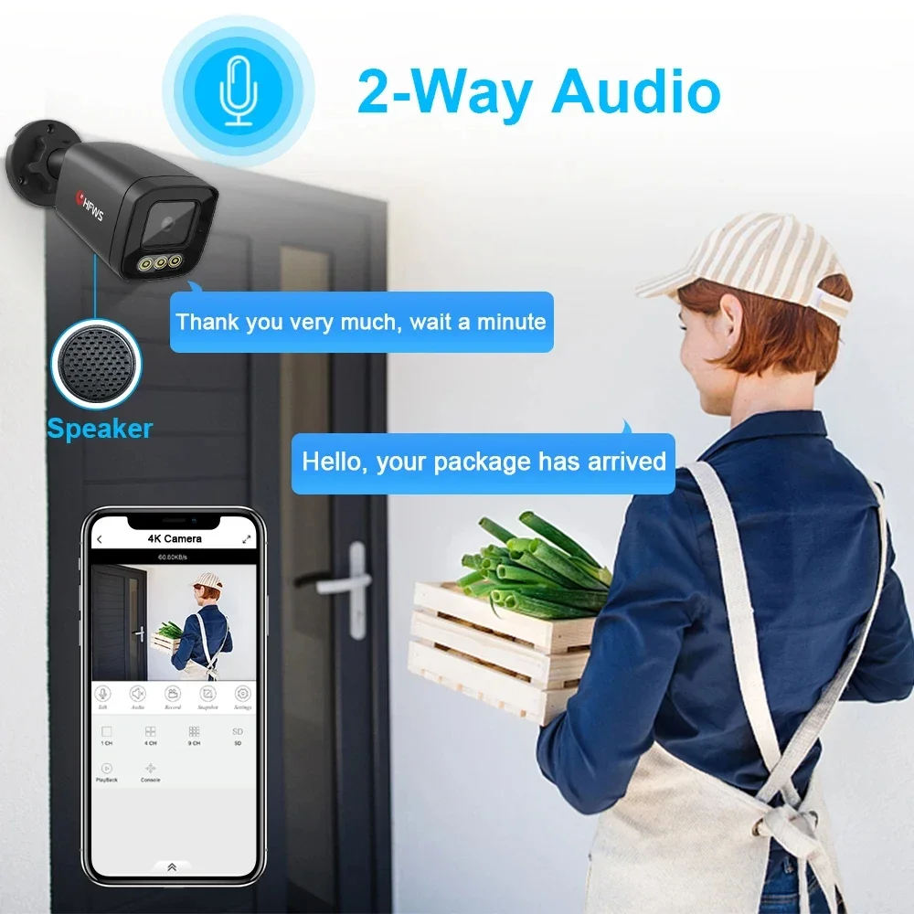 4K 8MP Black light Level Video Surveillance Camera System Outdoor CCTV Security IP Cameras Kit External Security Protection