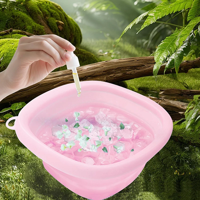 أداة العناية بالبشرة للوجه للسفر المنزلي وعاء حمام الجليد للوجه يغرق غمس الوجه للطي حوض غسيل الوجه الجليدي #6