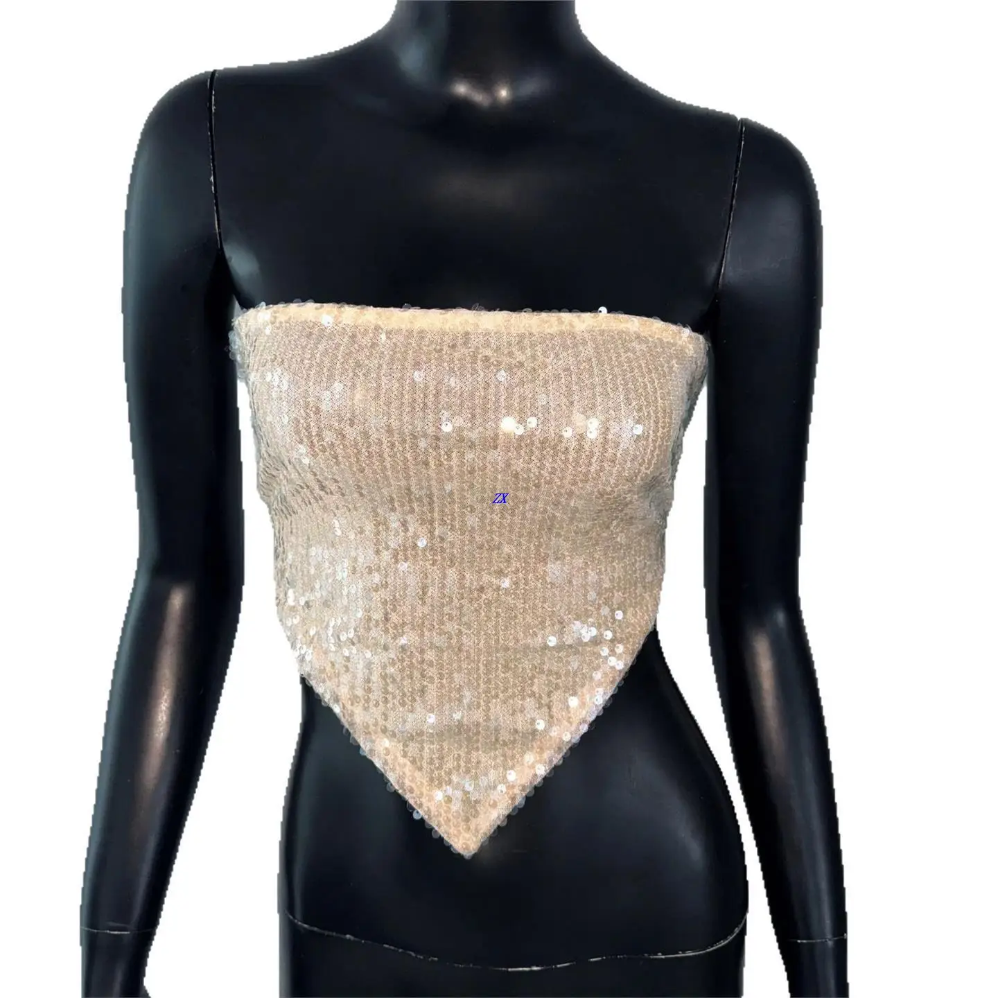 

Sexy Spicy Girl Women's Clothing Sparkling Bead Embroidery Top Music Festival Strapl Vest Ultra ort A-Line Narrow Strap ...