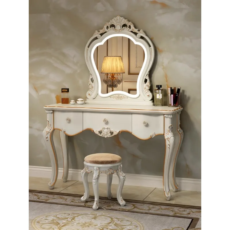 European dressing table bedroom makeup table multi-functional princess small apartment Internet celebrity dressing table storage