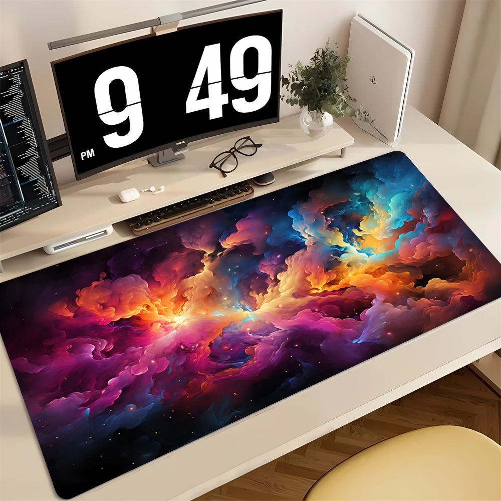 Starry Night Mouse Pad Starry Sky Moon Study Office Desk Mat Use, Office Accessories, Rectangular Workstation Durable Mousepad