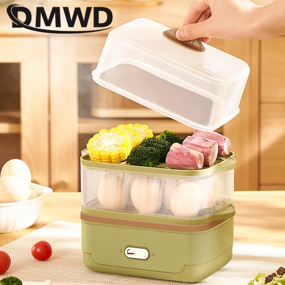 DMWD 2 Layer Electric Egg Cooker Boiler Food Steamer Custard Egg Omelette Maker Breakfast Machine Nursing Bottle Disinfection