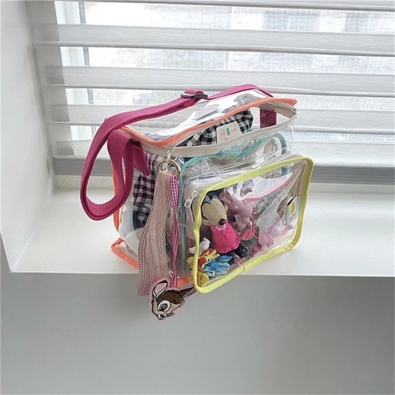 

Korean Style Women Clear Summer Beach Bags Waterproof Large Travel Zipper Bags Mommy Bag Handbag Children Outdoor Beach Toys Bag