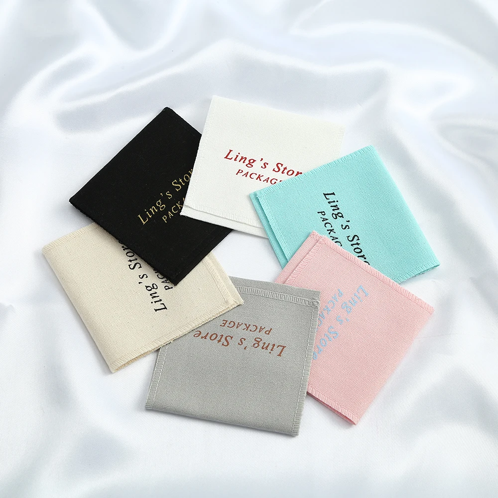 

100pcs Custom Logo Brand Cotton Envelope Gift Bags Jewelry Organizer Necklace Bracelet Bangle Small Bags Wedding Favors