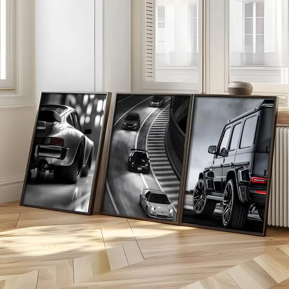 Black And White Luxury Car Vehicle Poster Woffity Simple Frameless Wall Sticker for Home Living Room Bathroom Decoration