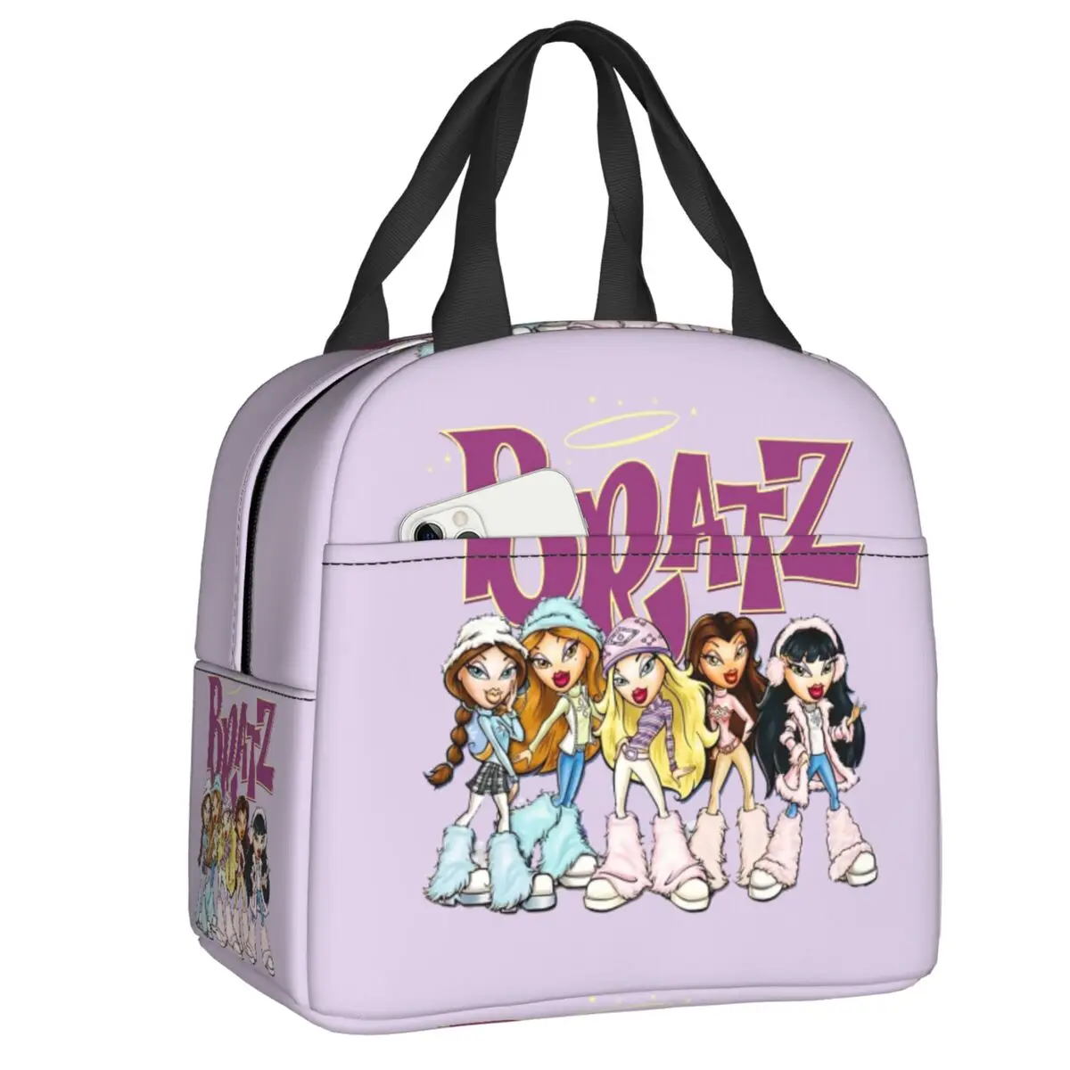 

Термоизолированная сумка для обеда с рисунком Bratz Rock Angelz, женская сумка для обеда с рисунком манги и аниме, портативный контейнер для обеда, коробка для хранения еды